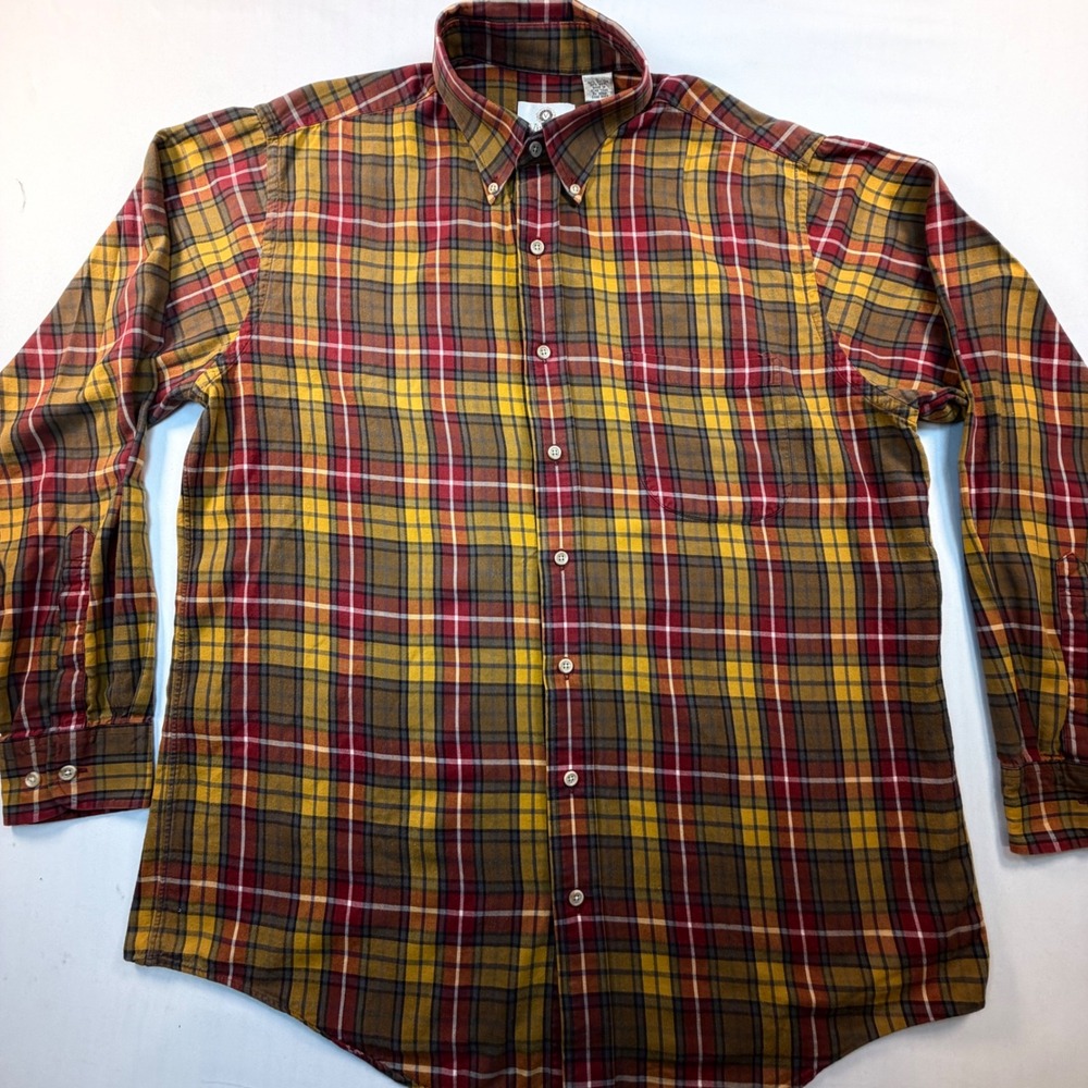 Vintage Viyella‎ Flannel Shirt Mens L Plaid Wool Blend Button Down Hong Kong